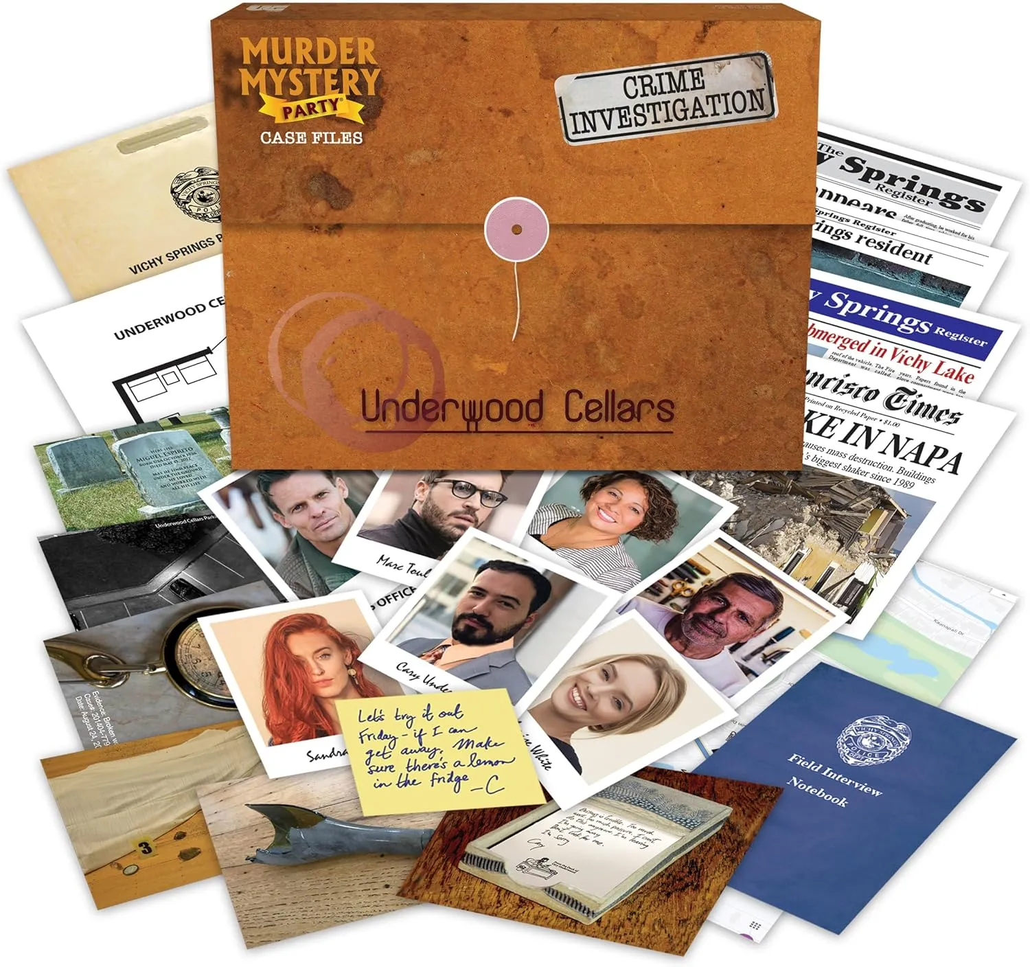 Murder Mystery Party Underwood Cellars, Interactive Murder Mystery Case File Game for 1 or More Players, Ages 14 and Up