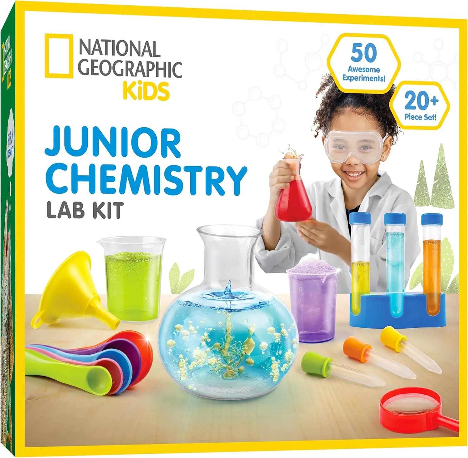 National Geographic Kids Junior Chemistry Set - Complete Early Learning Lab Kit with 50 Science Experiments and 20  Lab Tools for Kids Aged 4-6
