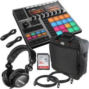 Native Instruments MASCHINE Plus, 32GB SD Card, Gator MIXERBAG-1515, (2) Midi Cables, (2) 1/4 Cables Bundle