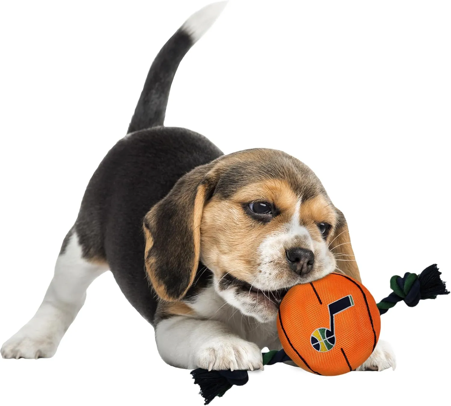 NBA UTAH JAZZ Basketball Toy. - Tough Nylon Pet Toy with Tug Ropes & inner Squeaker