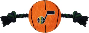 NBA UTAH JAZZ Basketball Toy. - Tough Nylon Pet Toy with Tug Ropes & inner Squeaker