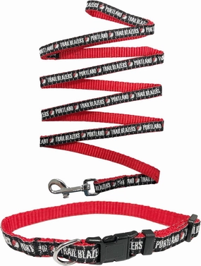 NBA Portland Trail Blazers Pet Leash & Pet Collar Matching Combo Set, Small