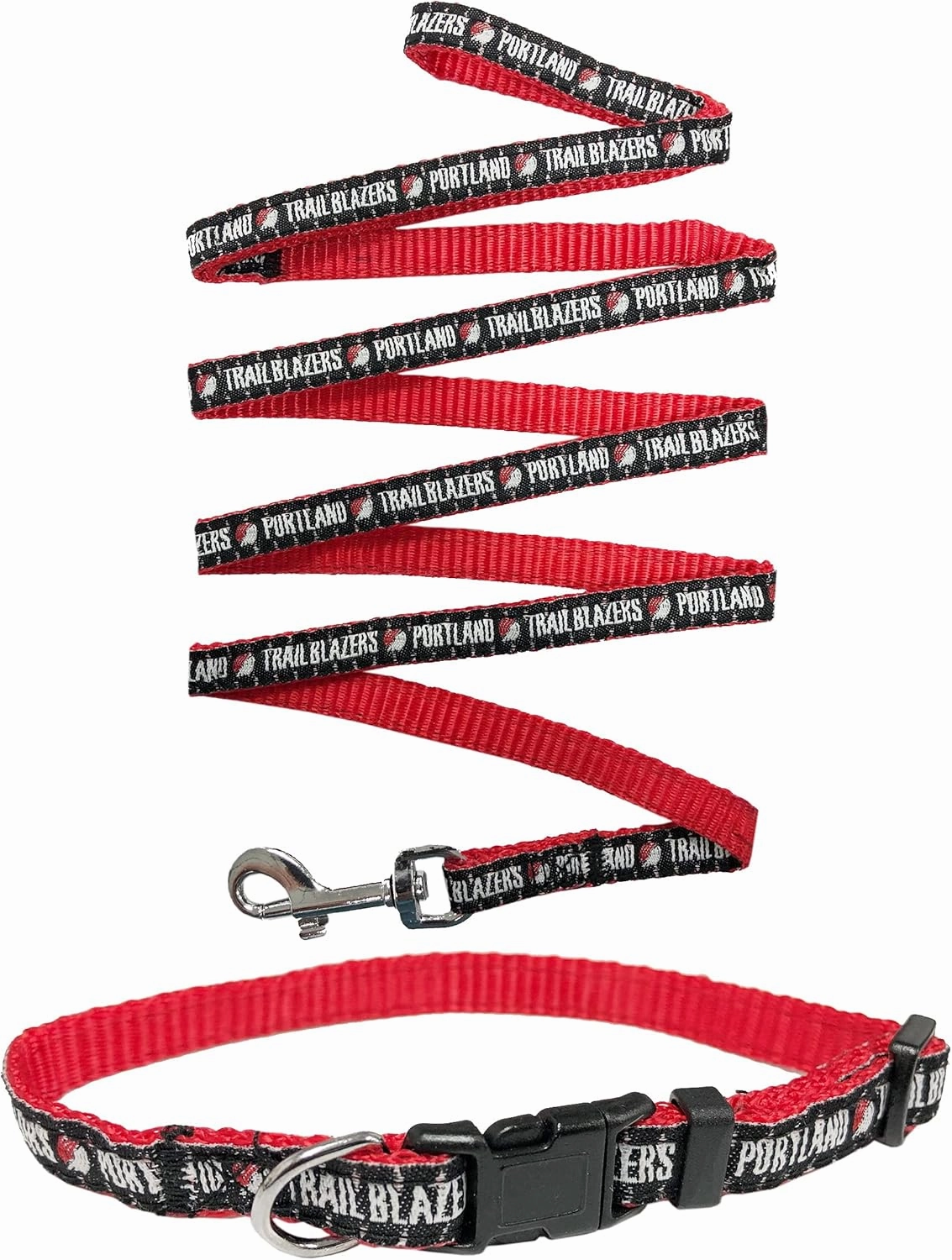 NBA Portland Trail Blazers Pet Leash & Pet Collar Matching Combo Set, Small