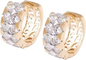 New 2026 Arrive Aaa  Zircon Fashion Earrings Hoop For Women Mix Gold Color 18 K Jewelry Trendy Accessories Creative Gift