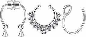 New 2026 Unisex 3/24Pcs Fashion 316L Stainless Steel Magnitic Septum Nose Hoop Ring, Horseshoe Clip On Ring No-Pierced Jewelry Findings Trendy Accessories Creative Gift For Women And Men