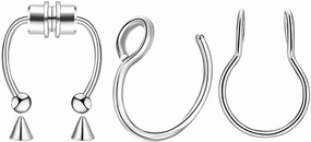 New 2026 Unisex 3/24Pcs Fashion 316L Stainless Steel Magnitic Septum Nose Hoop Ring, Horseshoe Clip On Ring No-Pierced Jewelry Findings Trendy Accessories Creative Gift For Women And Men
