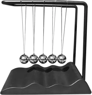 Newton's Cradle Pendulum Balls Physics Gadget Ornament with Base Desk Toy Swinging Balls for Desktop Home Office Decor, Black