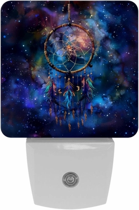 NEWzone Galaxy Dream Catcher Night Light Plug into Wall for Girls Boys Room, Decorative Nightlights Auto Sensor Led Lights Wall Decor Gifts for Women Nightlight, 2 Pack