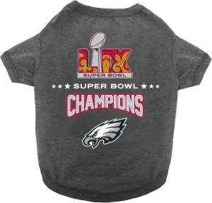 NFL 2025 Super Bowl LIX Championship Pet Tee Shirt, Durable Sporty Pet Tee, Size Small. Kansas City Chiefs VS Philadelphia Eagles NFL Champ Dog T-Shirt. Licensed NFL Winning Shirt for Dogs & Cats