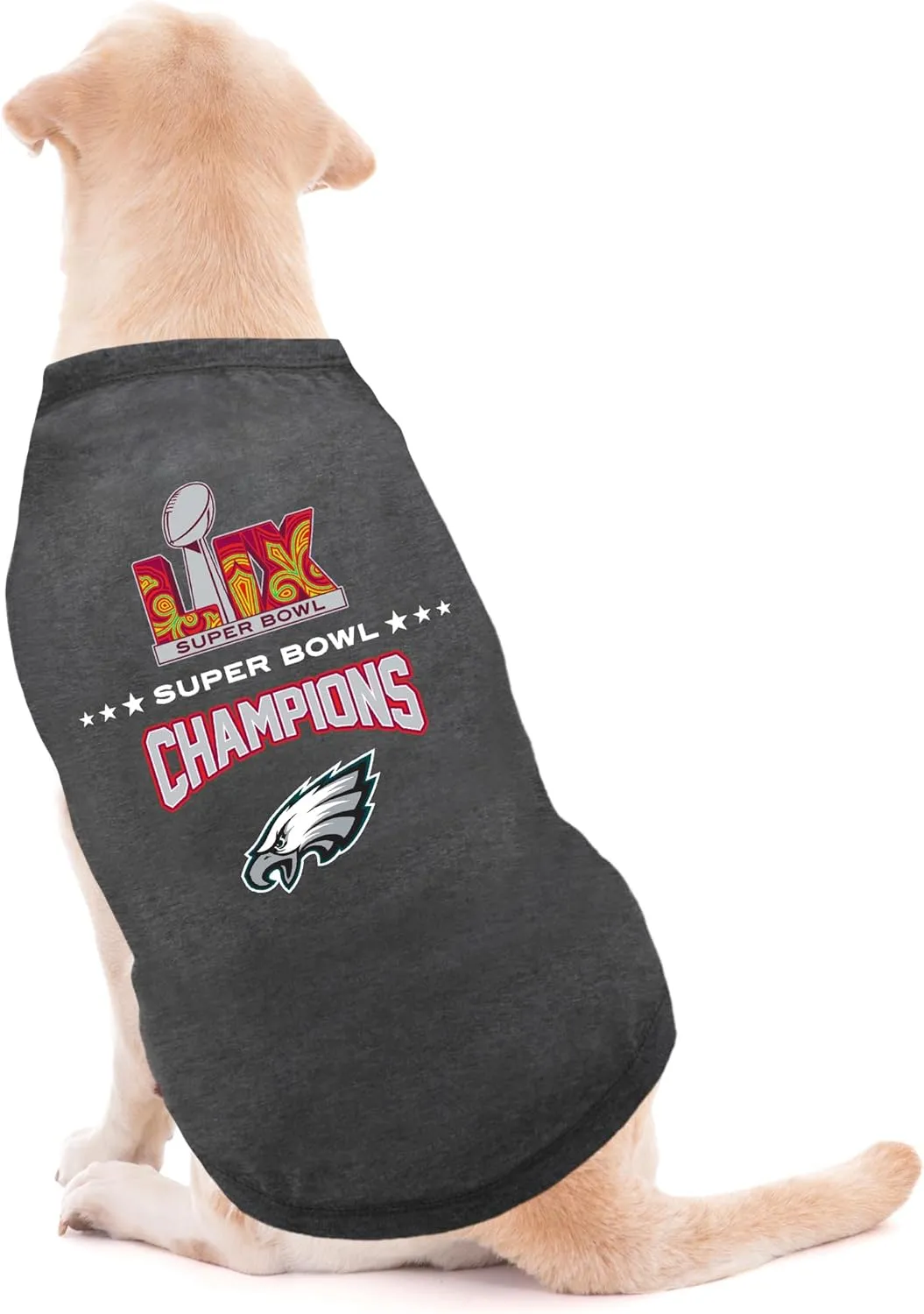 NFL 2025 Super Bowl LIX Championship Pet Tee Shirt, Durable Sporty Pet Tee, Size Small. Kansas City Chiefs VS Philadelphia Eagles NFL Champ Dog T-Shirt. Licensed NFL Winning Shirt for Dogs & Cats