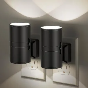 Night Lights Plug into Wall, Dimmable Night Light Plug in, Modern Night Lights with Dusk to Dawn Light Sensor, Soft White 5000K, 0-100LM Adjustable Brightness Nightlight for Hallway Bedroom, 2 Pack