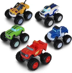 NKOK Blaze and The Monster Machines (Free-Wheel) 5PK (Blaze, Pickle, Crusher, Stripes & Darington); No Batteries Required; Grippy Tires; STEM; Officially Licensed