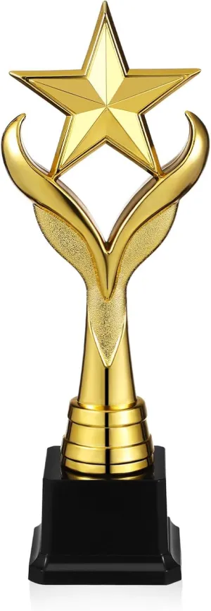 NOLITOY 11 Inch Star Trophy, Plastic Golden Award Trophy 1st Place Trophy for Sports Tournament, Award Ceremony, Party Celebration