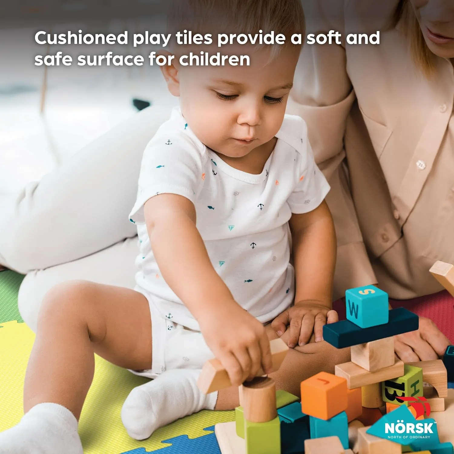 Norsk Reversible Kids Puzzle Play Mats 1/2" Thick EVA Interlocking Foam Tiles (Multicolor/Black 12 Tiles - 48 sq. Ft. 1/2" Thick)