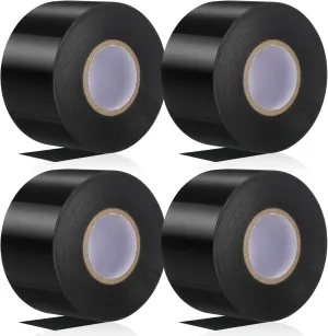 Nuanchu 4pcs 2 Inch x 108 ft Corrosion Tape Waterproof PVC Tape for Carpet Marine, Tile, Pipeline, Automotive Secure Connection, Black