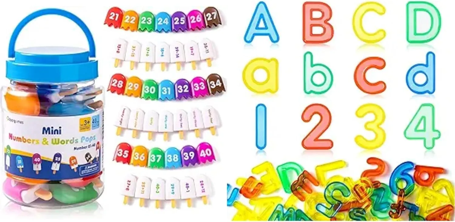 Numbers 21-40 Popsicles – 66 Pcs Translucent Letters and Numbers – Engaging Number Toys for Kids Ages 3-5 to Learn Numbers & Enhance Skills