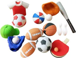 NUOBESTY 50Pcs Random Style Sport Erasers Bulk Funny Sports Ball Erasers Kids Eraser Toy for School Birthday World Cup Party