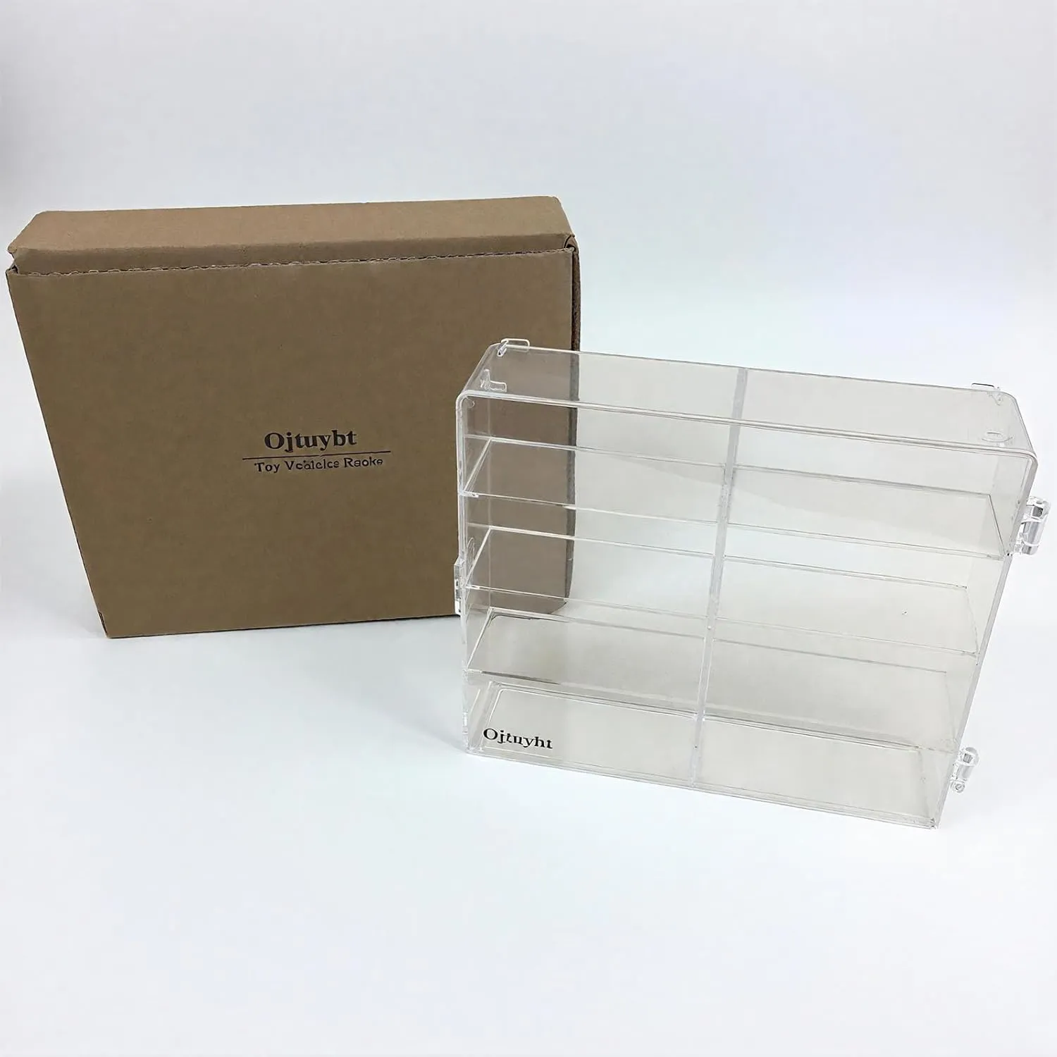 Ojtuyht 1/64 Scale Toy Car Display Case for Matchbox Hot Wheels - 8 Slot Clear Acrylic Storage Organizer Box, Dustproof Wall Mountable Display Holder for Mini Car Collection (6.5x7.5x1.6 Inch)