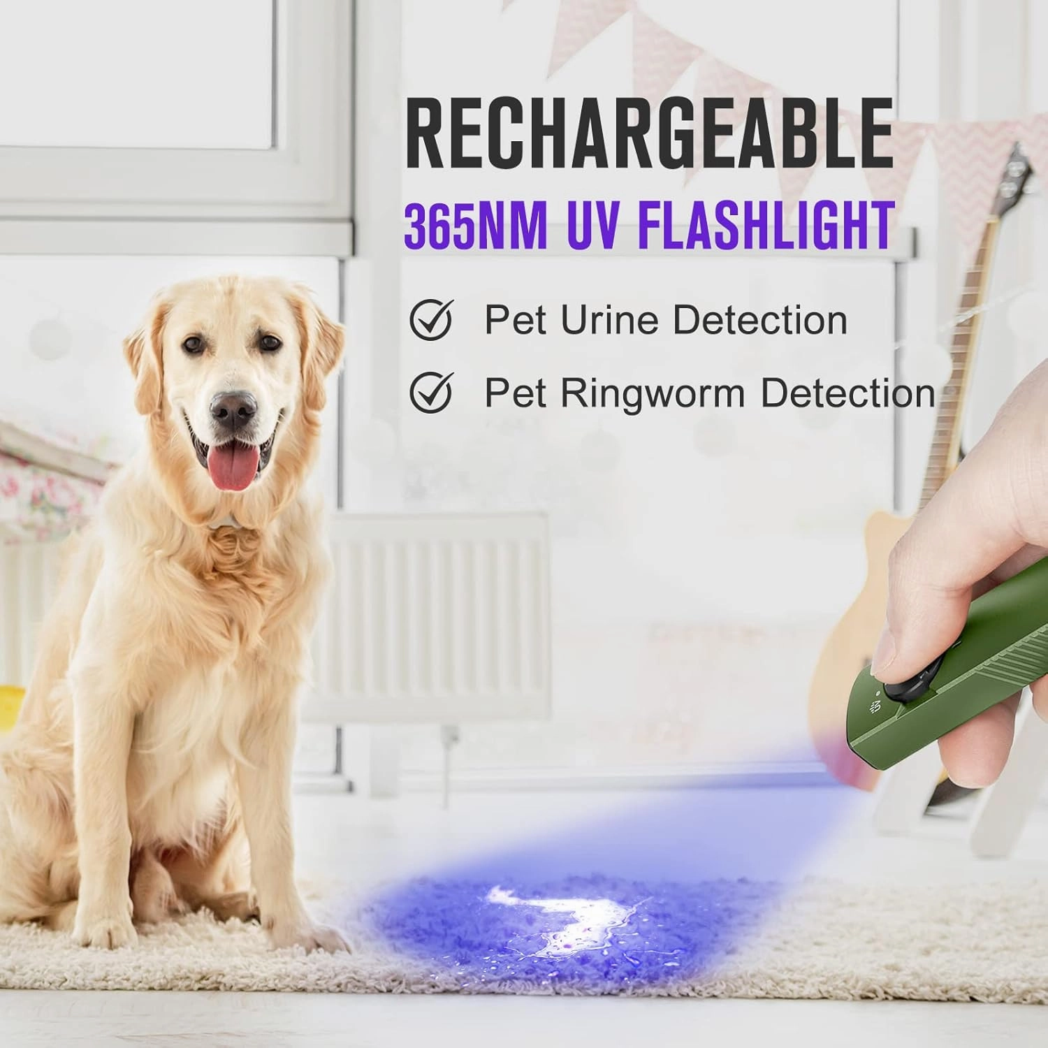 OLIGHT Arkfeld UV Rechargeable EDC Flashlight, 1000 Lumens White LED and 365nm Blacklight Combo for Outdoors, Emergency, Working, Pet Urine Detection (OD Green CW)