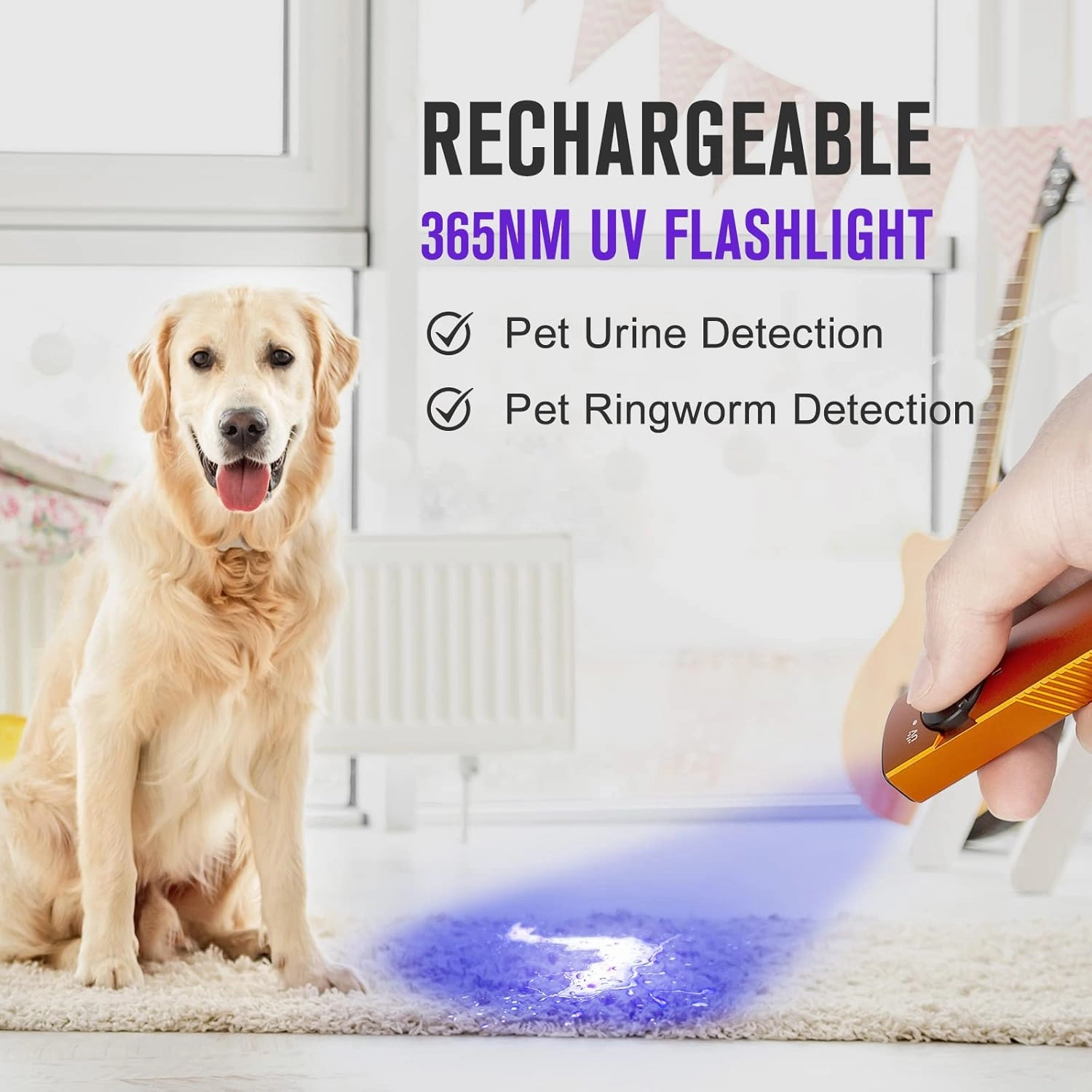 OLIGHT Arkfeld UV Rechargeable EDC Flashlight, 1000 Lumens White LED and 365nm Blacklight Combo for Outdoors, Emergency, Working, Pet Urine Detection (Orange CW)