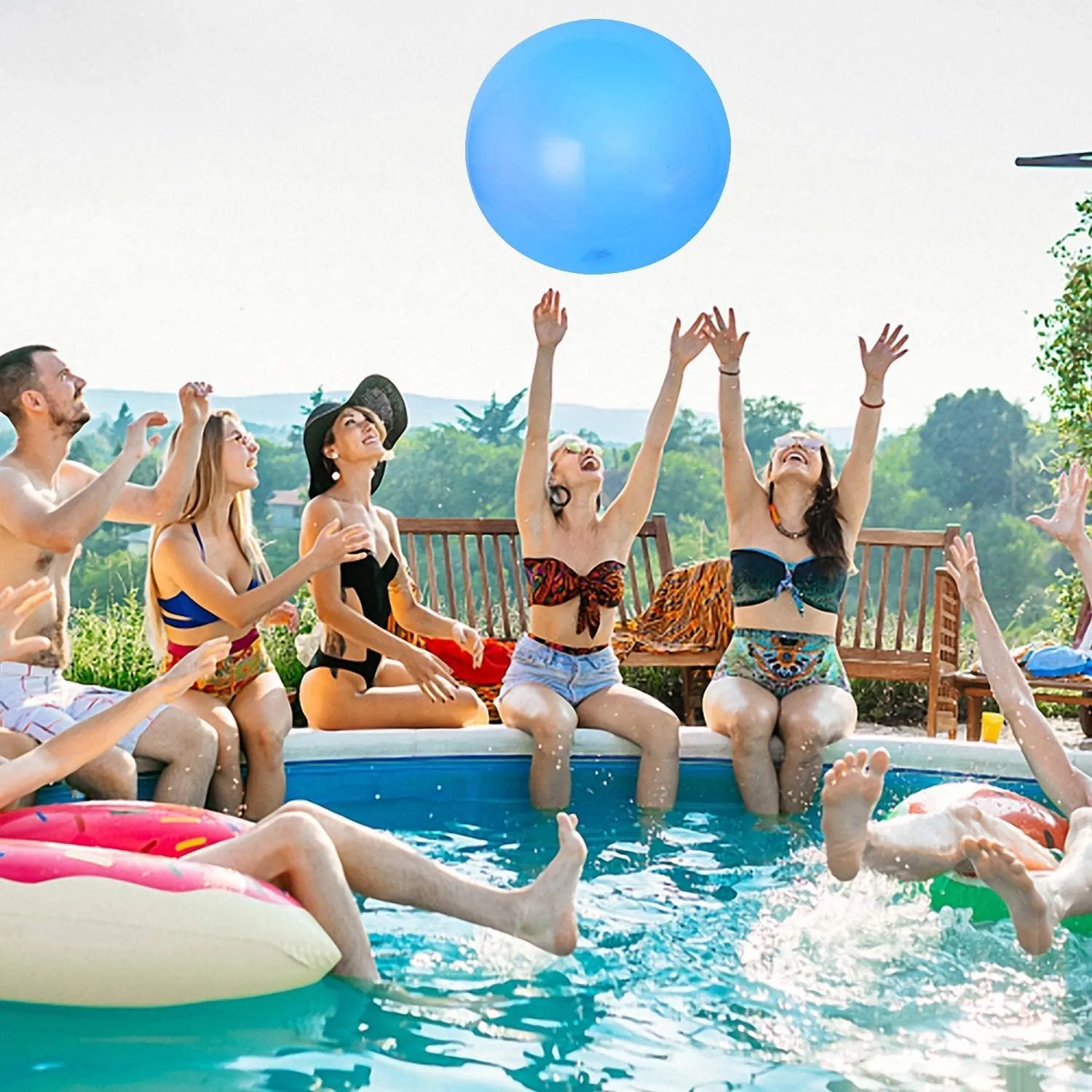 OPENDGO 3pcs Bubble Ball 15inch Inflatable Funny Ball Soft Rubber Ball for Adults Indoor Outdoor Beach Pool Party