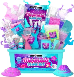 Original Stationery Mermaid Slime Kit for Girls, 35-Piece DIY Glow in The Dark Slime with Glitter Add-Ins, Create Foam, Butter and Ocean Slimes, Mermaid Gifts for Birthday