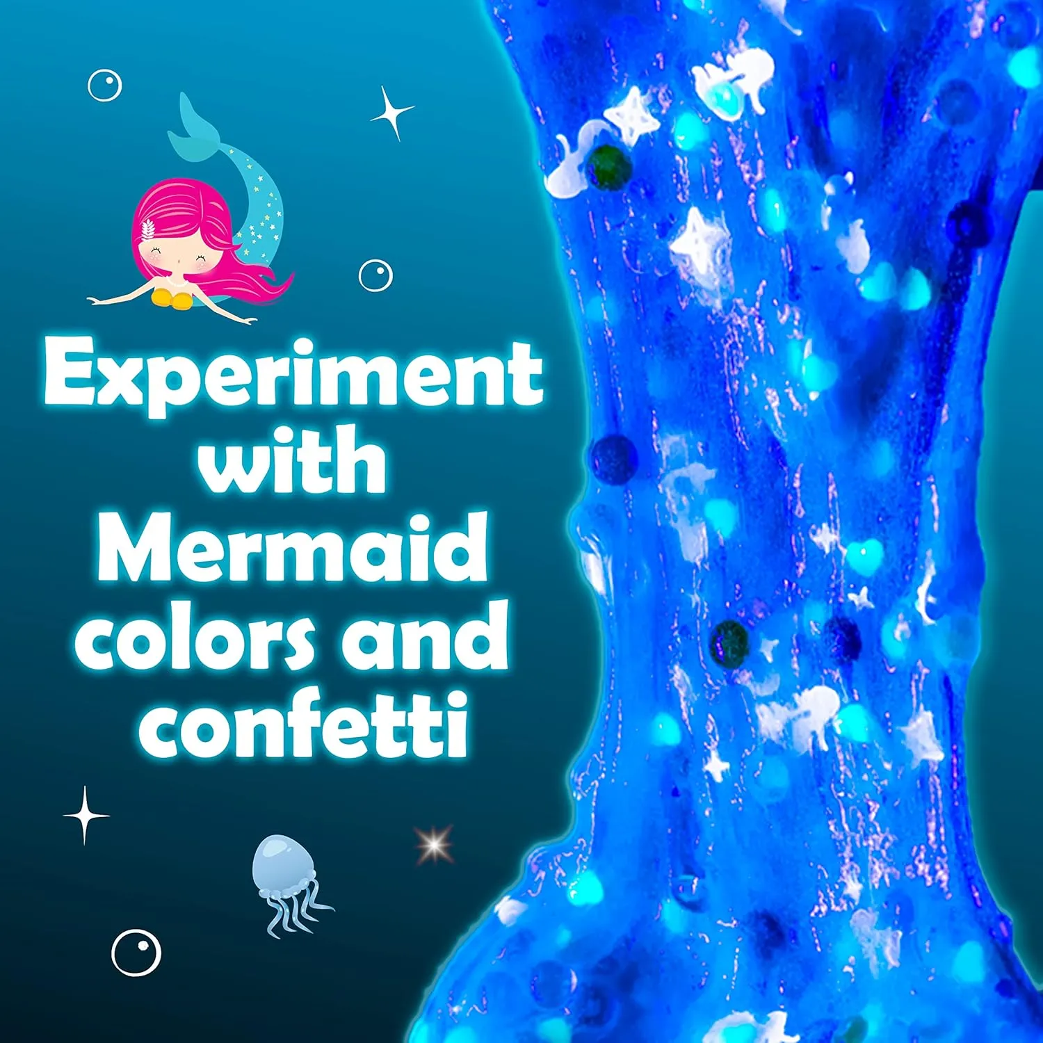 Original Stationery Mermaid Slime Kit for Girls, 35-Piece DIY Glow in The Dark Slime with Glitter Add-Ins, Create Foam, Butter and Ocean Slimes, Mermaid Gifts for Birthday