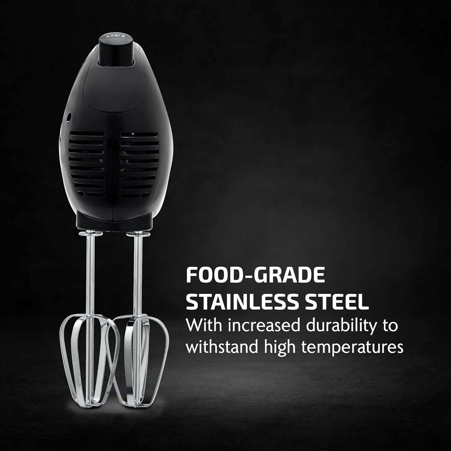 OVENTE 5-Speed Electric Hand Mixer with Stainless Steel Mixing Whisk, Snap-On Storage Case, Portable & Lightweight 150W Motor, Compact Handheld Mixer for Baking, Blending or Cooking, Black HM151B