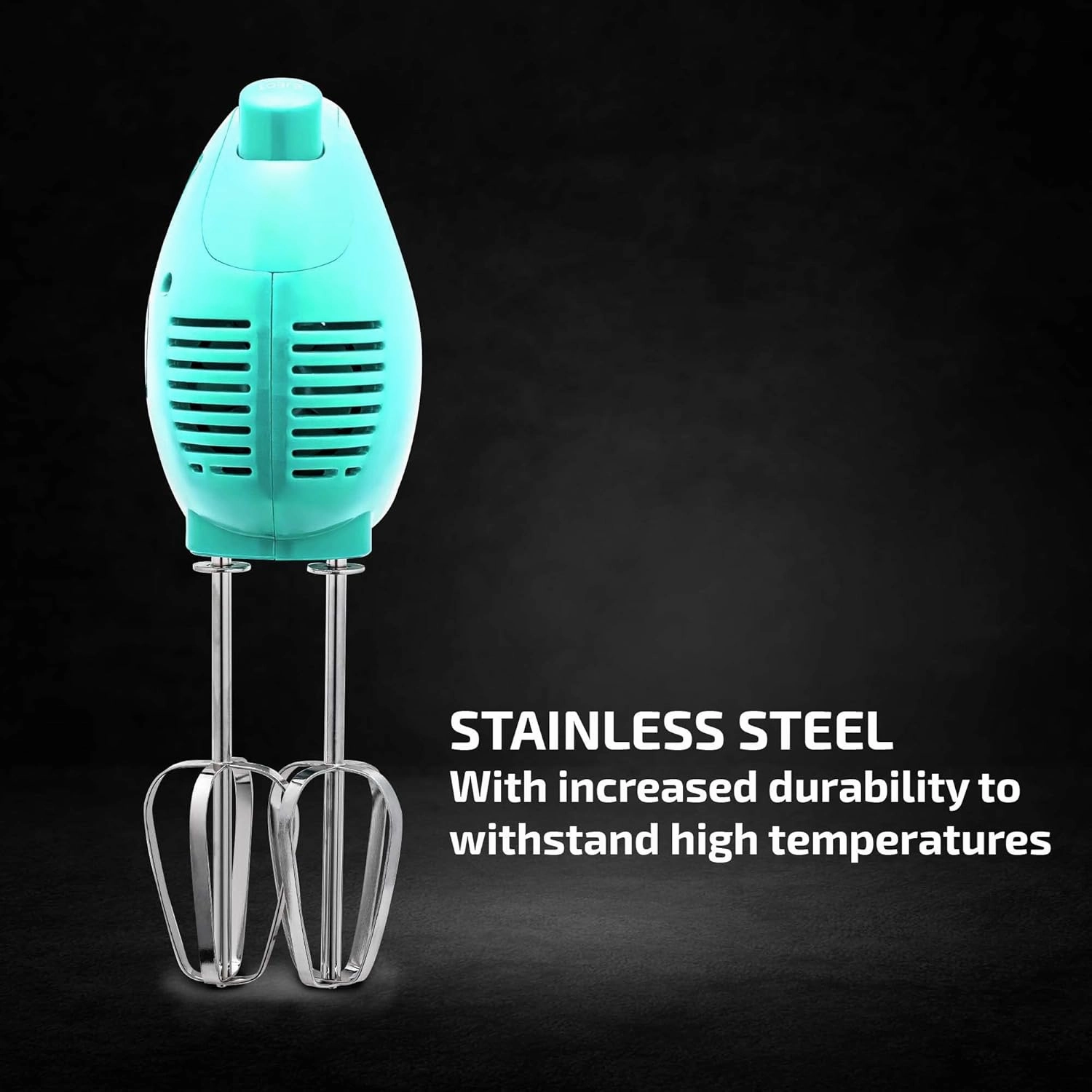 OVENTE 5-Speed Electric Hand Mixer with Stainless Steel Mixing Whisk, Snap-On Storage Case, Portable & Lightweight 150W Motor, Compact Handheld Mixer for Baking, Blending or Cooking, Turquoise HM151T