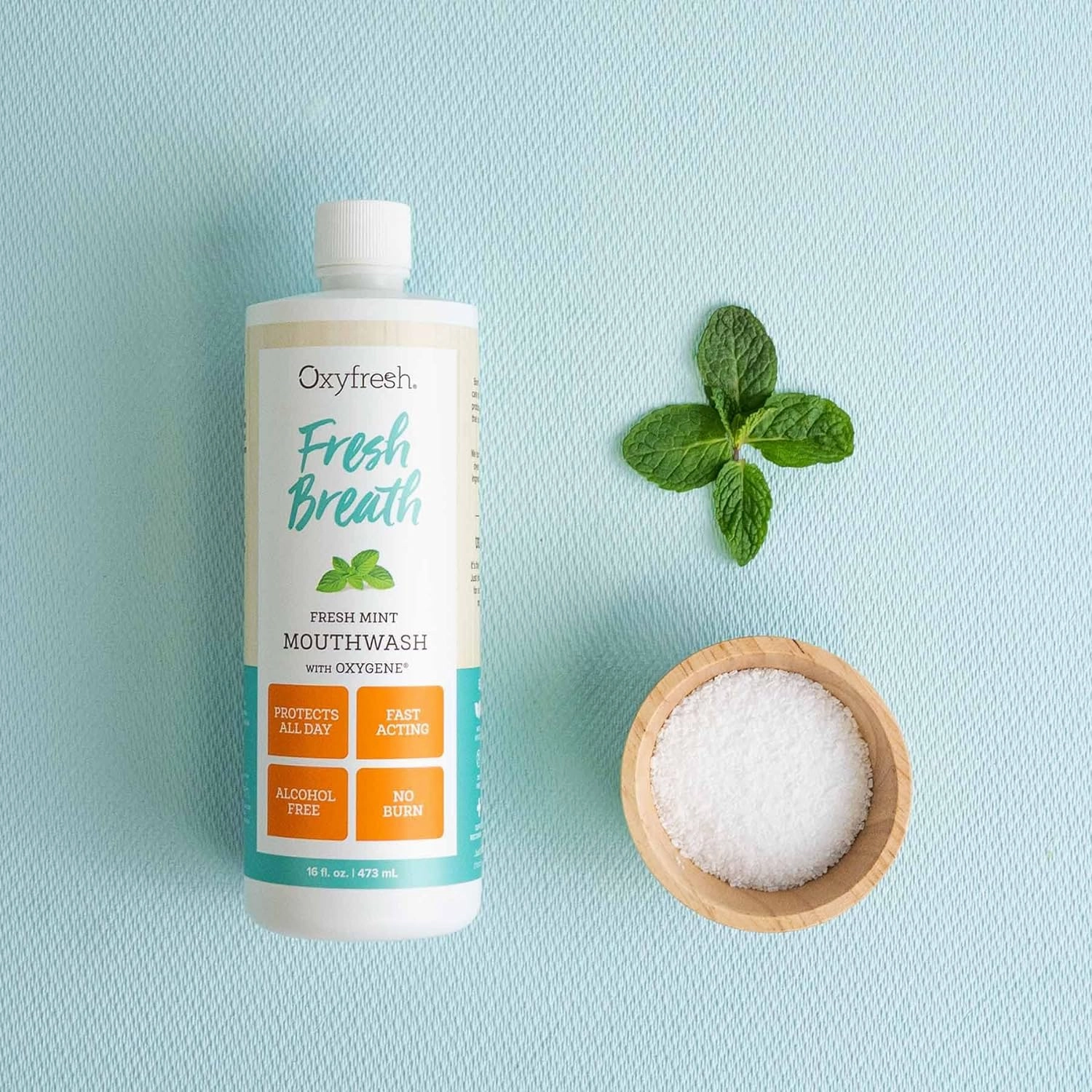 Oxyfresh Fresh Breath Fresh Mint Mouthwash – Dentist Recommended for Long-Lasting Fresher Breath & Healthy Gums | Alcohol & Fluoride Free (3-16 oz Bottles)