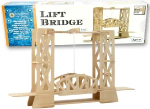 Pathfinders STEM Kit – Bridge Building Kit | Wooden Mechanical Engineering Toy for Kids Ages 7-9 | Lift Bridge 3D Puzzle | Educational Science & STEM Project