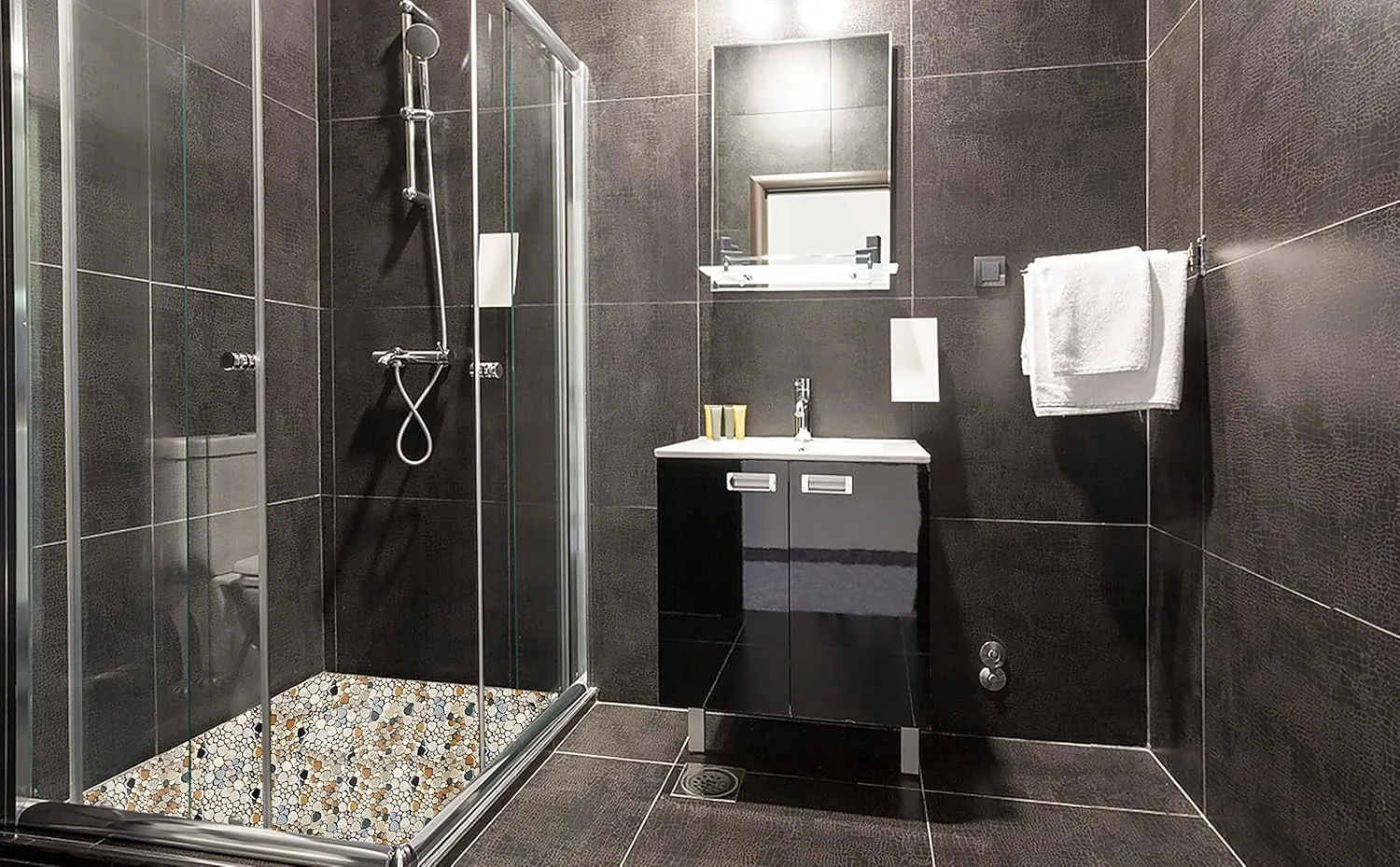 Pebble Shower Floor Tile Bathroom Beige Wall Backsplash Mosaic Tiles (5 Sheets)