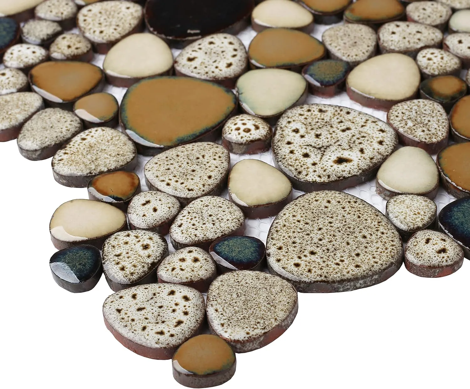 Pebble Shower Floor Tile Bathroom Beige Wall Backsplash Mosaic Tiles (5 Sheets)