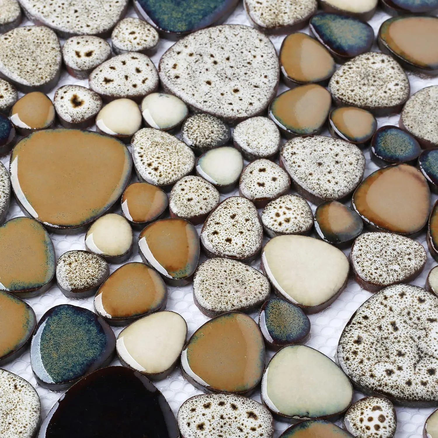 Pebble Shower Floor Tile Bathroom Beige Wall Backsplash Mosaic Tiles (5 Sheets)