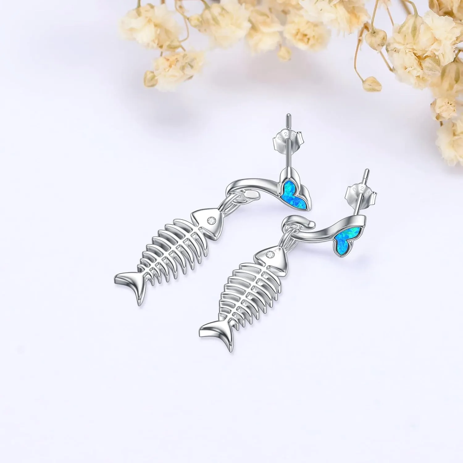 PELOVNY Animal Dangle Earrings Sterling Silver Hypoallergenic Moss Agate Crystal Moonstone Earrings Bee Butterfly Dolphin Peacock Phoenix Jewelry Birthday Christmas Gifts for Women