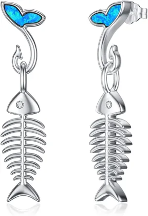 PELOVNY Animal Dangle Earrings Sterling Silver Hypoallergenic Moss Agate Crystal Moonstone Earrings Bee Butterfly Dolphin Peacock Phoenix Jewelry Birthday Christmas Gifts for Women