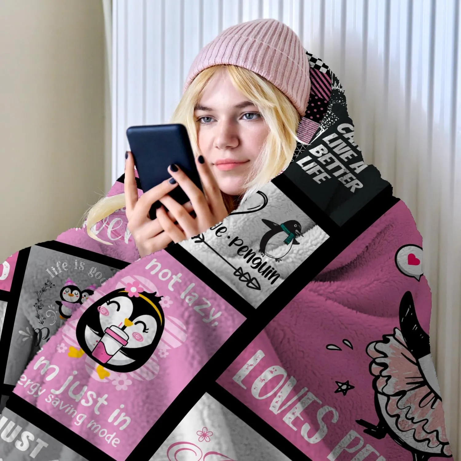 Penguin Blanket Gifts for Girls Women Soft Warm Flannel Penguin Lovers Throw Blanket Penguin Birthday Gifts for Adults Kids 50"x40"