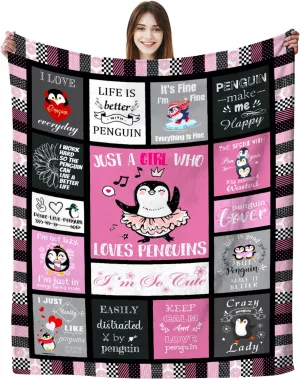 Penguin Blanket Gifts for Girls Women Soft Warm Flannel Penguin Lovers Throw Blanket Penguin Birthday Gifts for Adults Kids 50"x40"