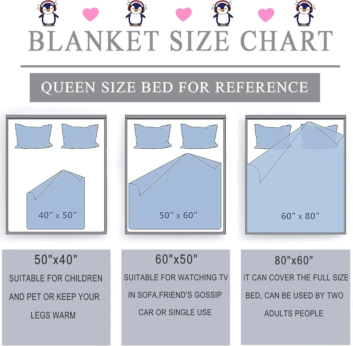 Penguin Blanket Gifts for Girls Women Soft Warm Flannel Penguin Lovers Throw Blanket Penguin Birthday Gifts for Adults Kids 50"x40"