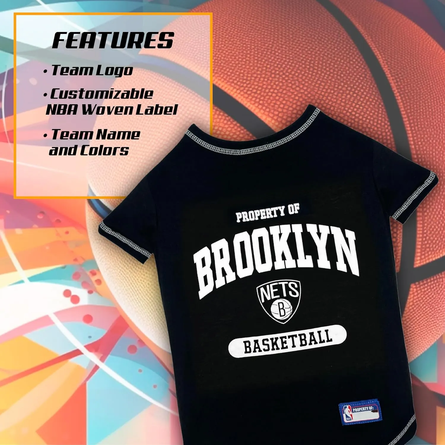 Pets First NBA Licensed Hoodies & T-shirt for Dogs & Cats, Brooklyn NETS, Small