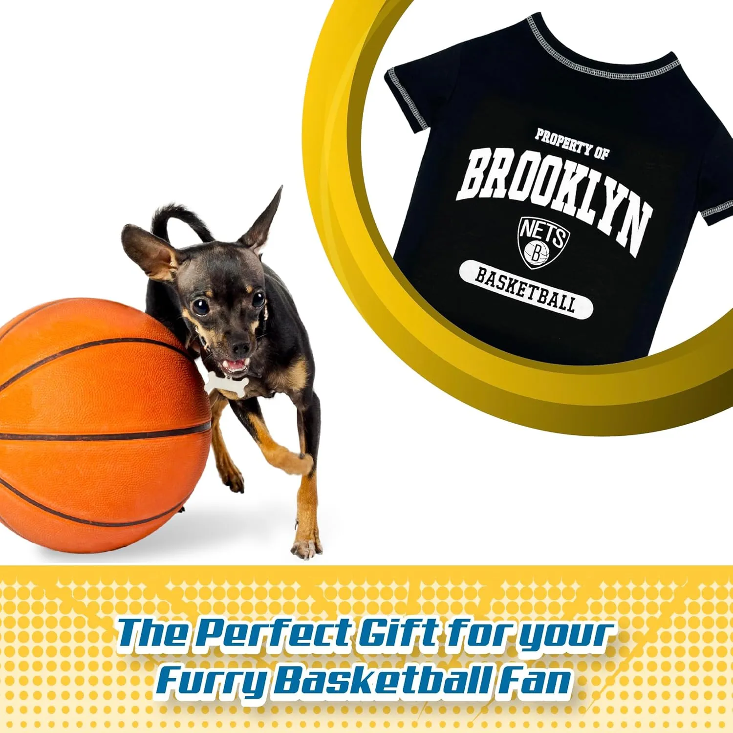 Pets First NBA Licensed Hoodies & T-shirt for Dogs & Cats, Brooklyn NETS, Small