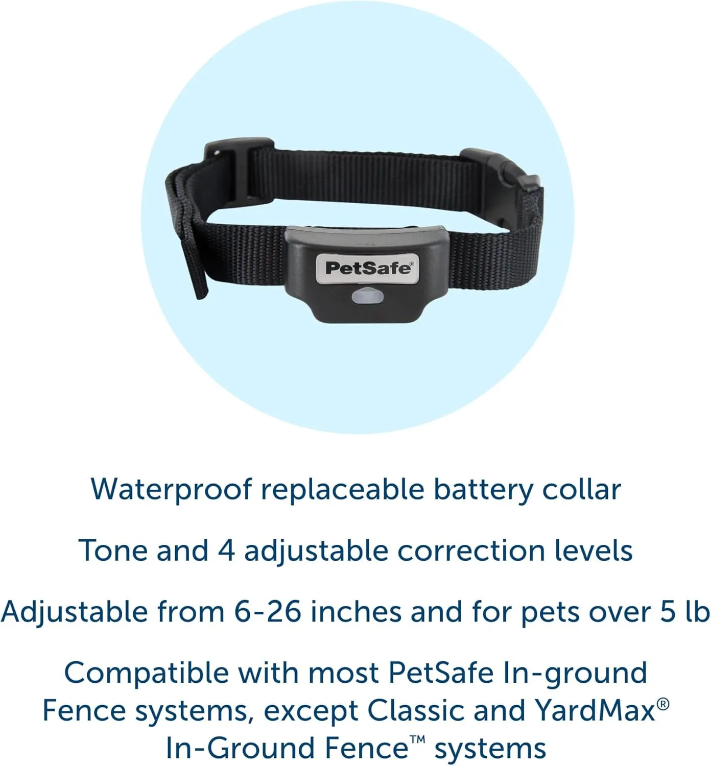 PetSafe Rechargeable In-Ground Pet Fence Receiver Collar for Cats and Dogs, Waterproof with Tone and Static Correction, Fits Pets 5 lbs and Up from The Parent Company of The Invisible Fence Brand