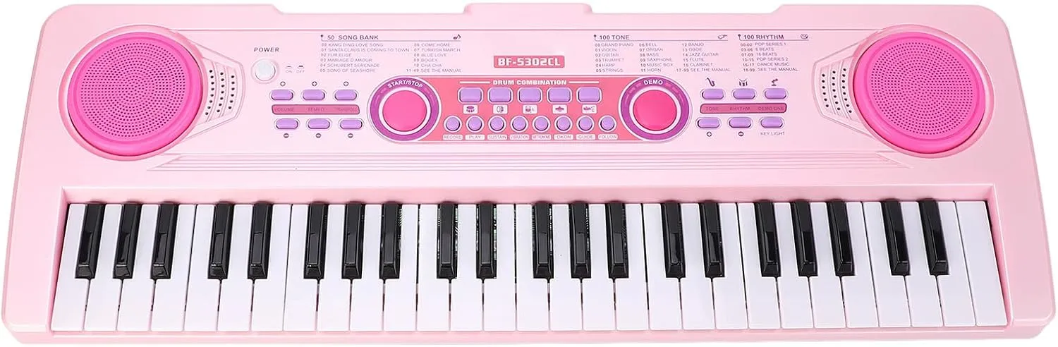 Piano, Keytar Instrument 49 Keys USB Powered with Microphone 100 Timbre and Rhythm, 50 Presentations, 49 Instrument for Boys and Girls Aged 3, 4, 5, 6