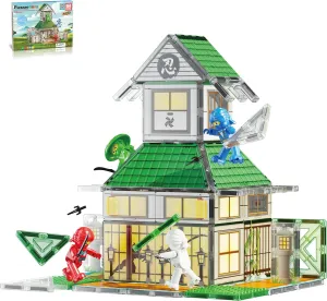 PicassoTiles Magnet Tile Building Blocks Ninja Dojo House Theme STEM Playset with 4 Character Action Figure Ninjas Weapon Accessories Magnetic Tiles Educational Toy Pretend Play Toddlers Ages 3  PTQ07
