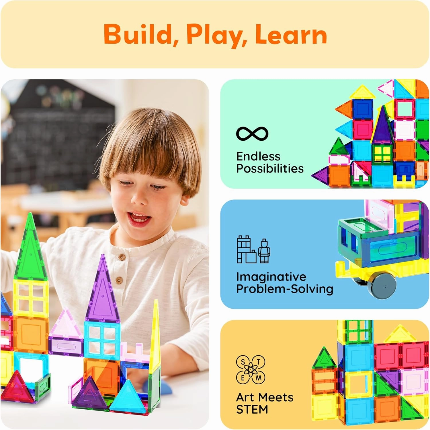 PicassoTiles 101pc Magnetic Tile Building Blocks with Car Base Drawstring Carry Toy Storage Bag Magnetized Block for Kids Magnet ToySet Educational STEM Learning Child Brain Development Ages 3  PC101