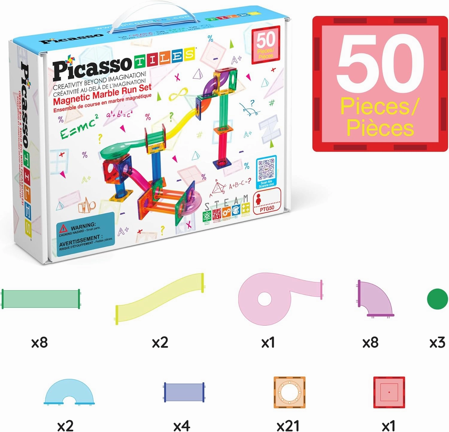 PicassoTiles Magnetic Marble Run Marbles for Kids Race Track Toy Set Marble Maze Sensory Toys for Toddlers STEM Educational Magnet Building Blocks Construction Building Tiles Boys Girls 3 