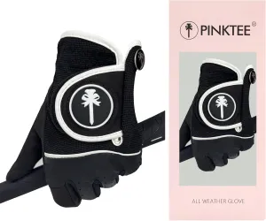 PINKTEE Women's RainGrip Golf Glove Left Hand All Weather Ladies Soft Golf Gloves with Marker for Hot Wet Weather