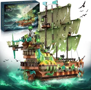 Pirate Ship Building Set with LED Lights, Pirate Ghost Ship Model Kit for Adults to Build, Large Sailboat Toys Christmas Birthday Gifts for Boys Girls 12 , 1588PCS