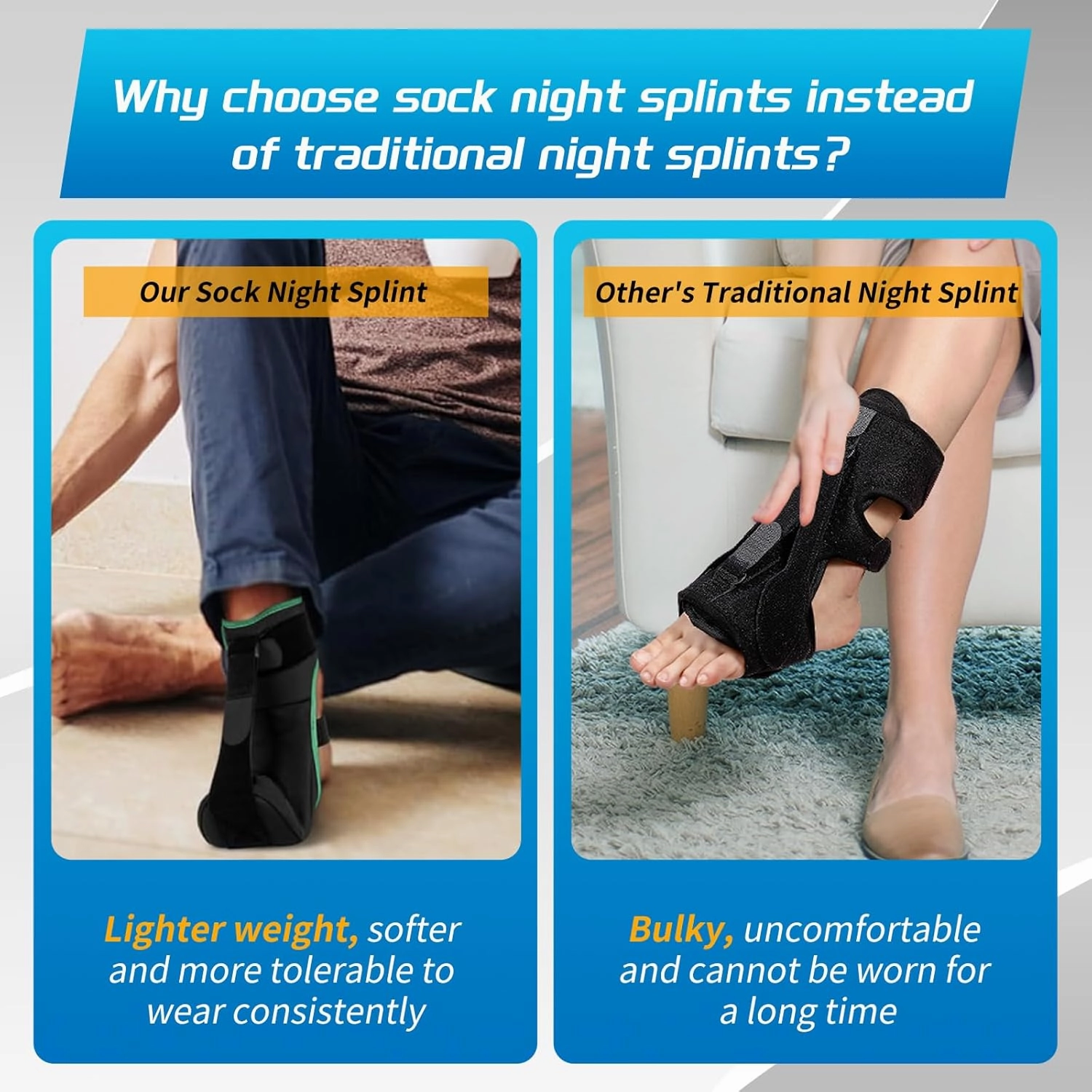 Plantar Fasciitis Night Splint Sock with Massage Ball for Plantar Fasciitis Relief, Soft & Comfortable Foot Brace for Achilles Tendonitis Heal Spur Foot-drop Flat-arch for Women and Men, Medium-Green