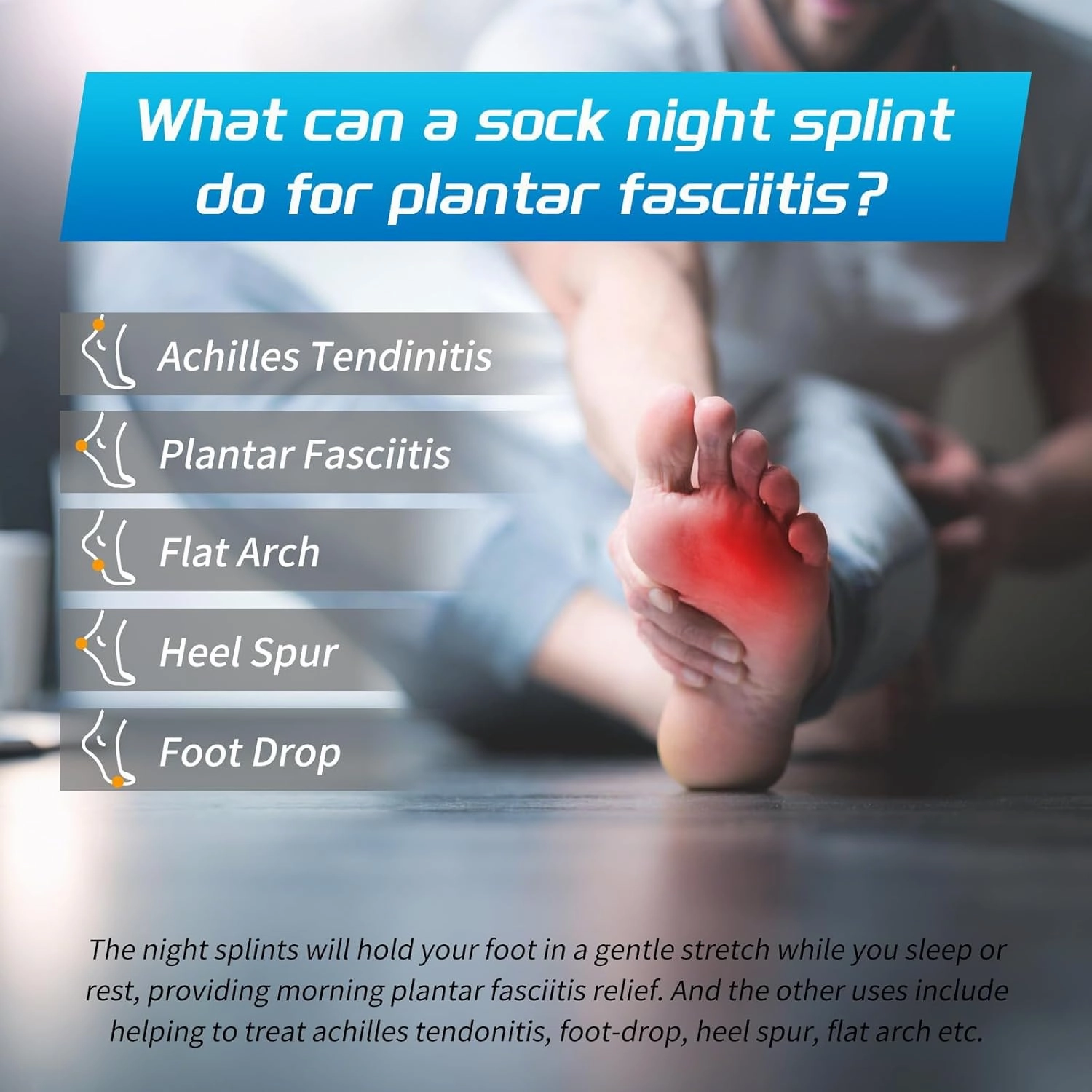 Plantar Fasciitis Night Splint Sock with Massage Ball for Plantar Fasciitis Relief, Soft & Comfortable Foot Brace for Achilles Tendonitis Heal Spur Foot-drop Flat-arch for Women and Men, Medium-Green
